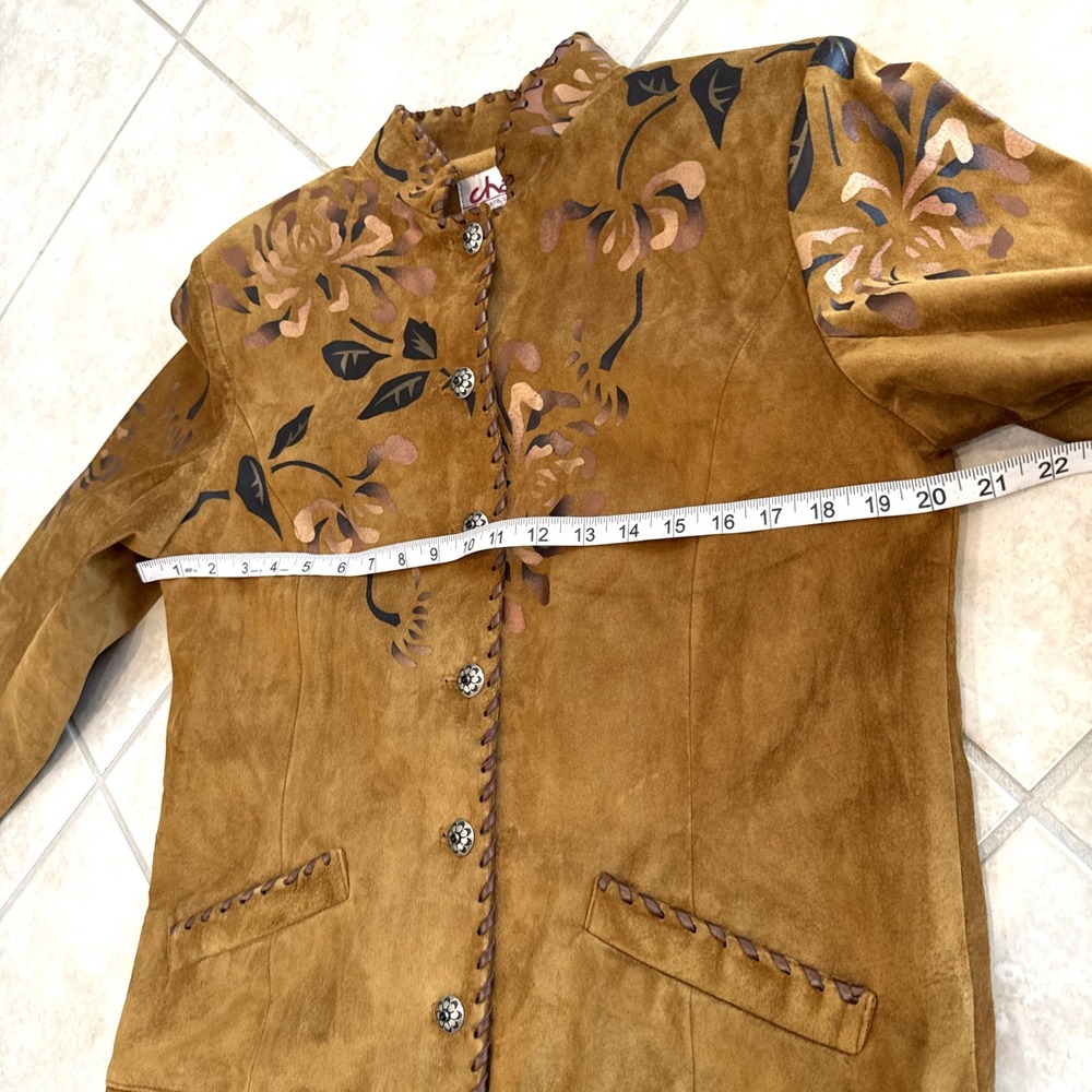 VTG New Char Santa Fe Hand Painted Brown Suede Jacket Sz 8 Cowgirl Boho Western‎ - Picture 7 of 12